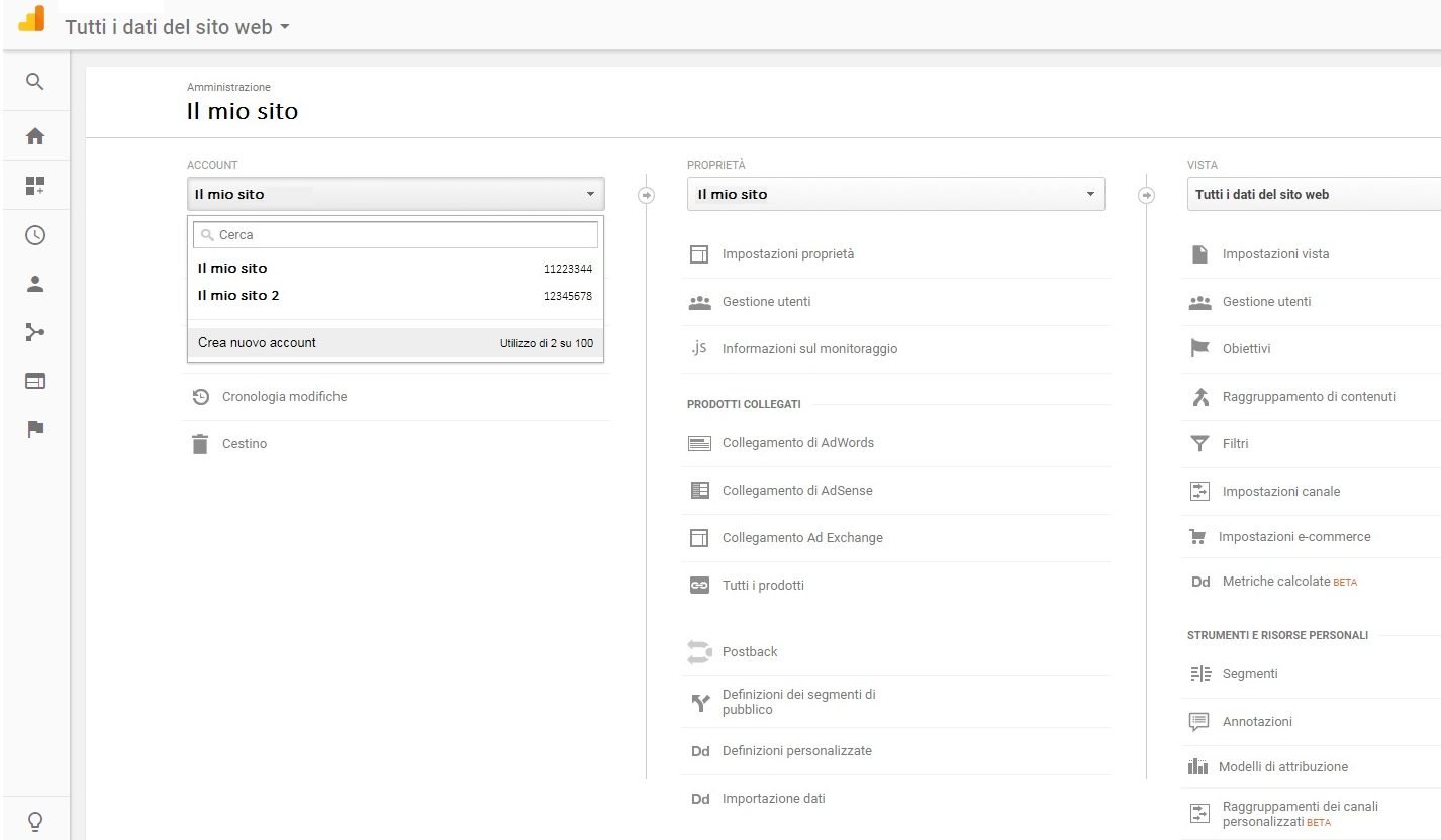 inserire il codice di Google Analytics