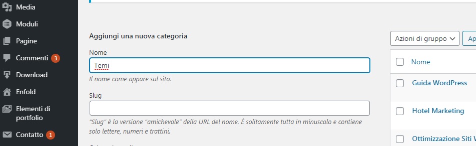 inserire un articolo in una pagina WordPress