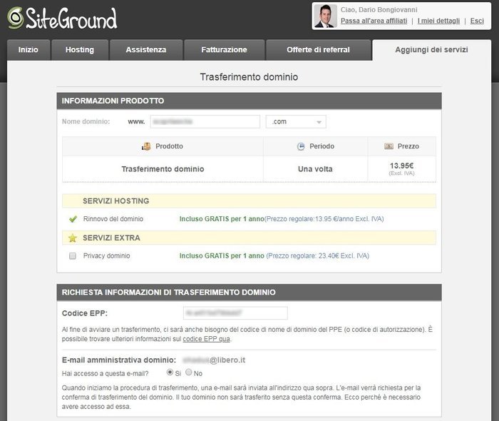 codice epp siteground
