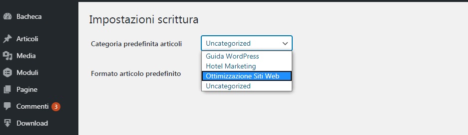 come inserire un articolo in una pagina wordpress