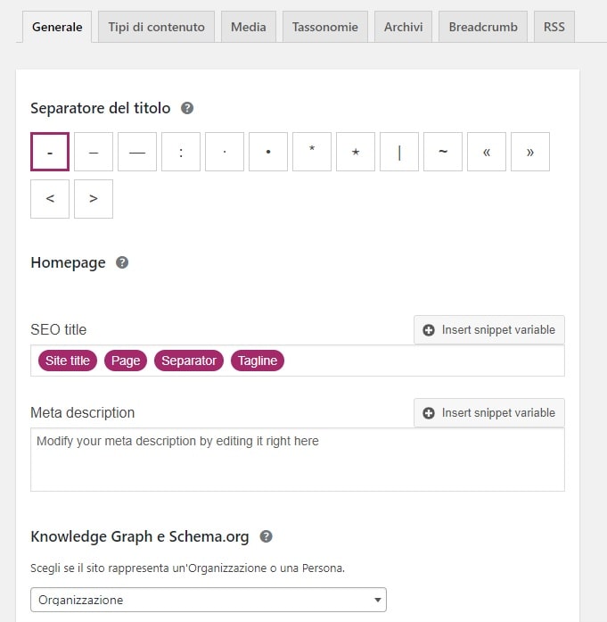 Configurare aspetto della ricerca con Yoast SEO