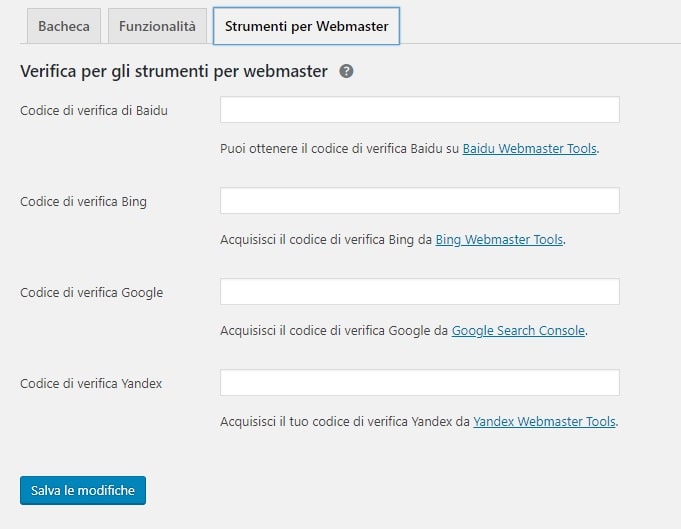Yoast SEO Strumenti per webmaster